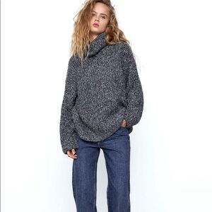 Zara High Collar Oversized Chunky Knit Sweater
